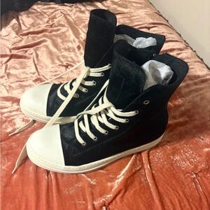 Black Rick Owens Ramones high-top sneakers